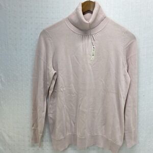 Talbots 1X Petite Pink Pima Cotton Turtleneck Preppy Understated Capsule Sweater